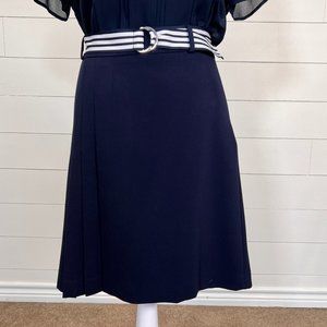 Karl Lagerfeld Navy Pleated Midi Skirt with Belt Size M